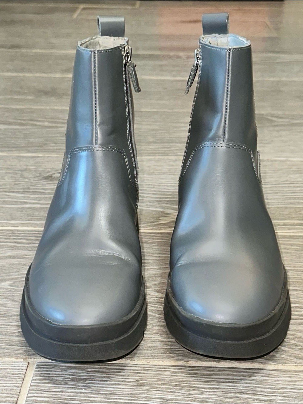 Eileen Fisher Floyd Graphite Grey Waterproof Leather Women’s 8 Booties Normcore - Picture 7 of 13